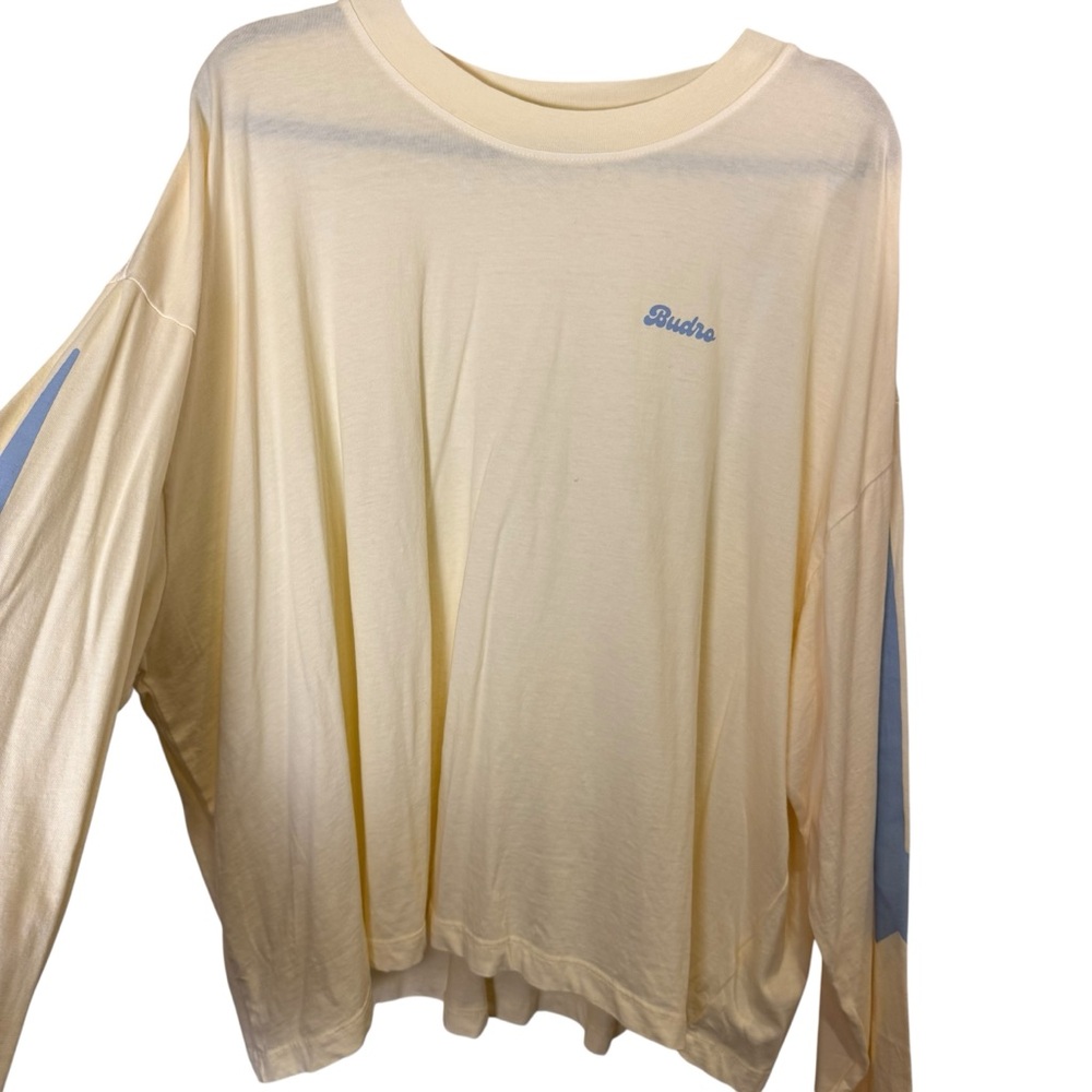 Budro Men’s 100% Cotton Cream Logo Shirt sz L